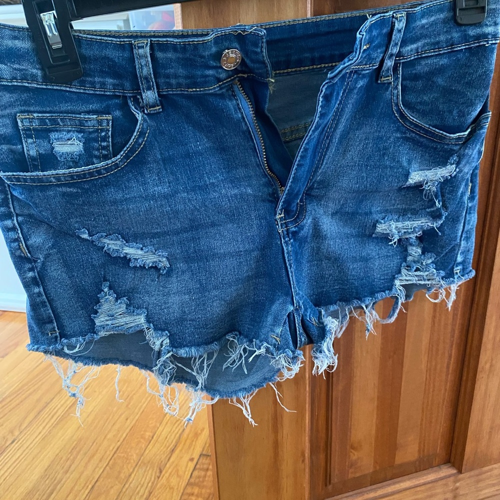 Distressed Blue Denim Shorts